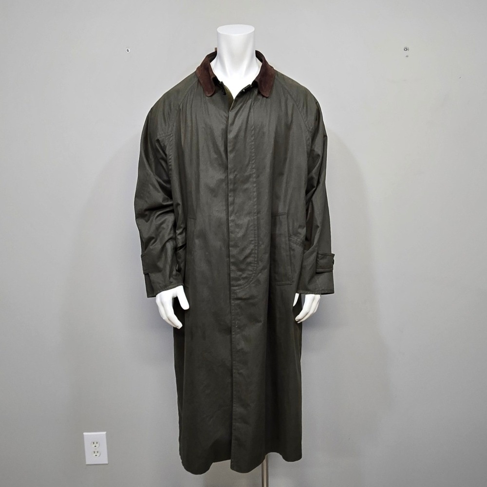 Vintage 90s London Fog Trench Coat Mens 40R Olive Green USA‎ Distressed Grunge